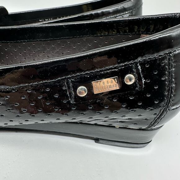 Stuart Weitzman Black Patent Leather Loafers Flats Front Buckle Womens Size 4M - Picture 10 of 16